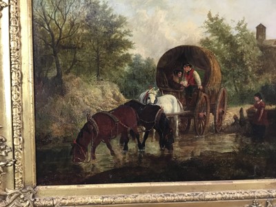 Lot 1227 - Thomas Smythe - oil on canvas - horse drawn wagon crossing stream