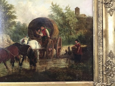 Lot 1227 - Thomas Smythe - oil on canvas - horse drawn wagon crossing stream