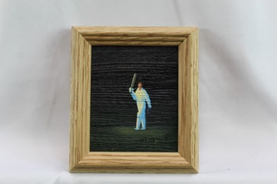 Lot 1750 - *Jack Russell (b.1963) oil on canvas - ‘Well Played’, signed, inscribed and dated 2018 verso, framed, 9cm x 8cm 
Provenance: Chris Beetles Ltd. London