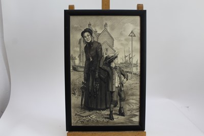 Lot 1156 - Randolph Schwabe (1885-1948) pen, ink and chalk - ‘They came to a smallbeach...with a view of the sea’, signed, in glazed frame, 42.5cm x 26.5cm 
Provenance: Chris Beetles Ltd. London