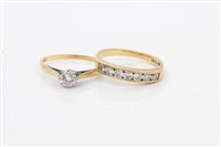 Lot 1592 - Gold (18ct) diamond single stone ring...