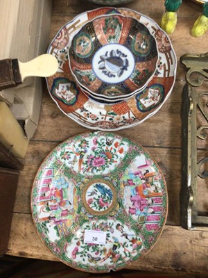 Lot 30 - Two pairs of Japanese imari dishes, Canton plate and other oriental ceramics