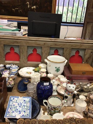 Lot 33 - Collection of 19th century and later ceramics to include Derby coffee cans, animal figures and other decorative ceramics