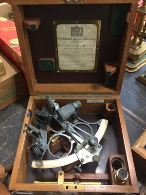 Lot 2370 - Hezzanith sextant in original case together with a pair of military binoculars in leather case
