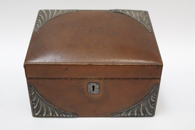 Lot 2369 - Good quality leather writing box with silver mounts, together with a similar blotter (2)