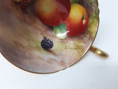 Lot 1143 - Good quality Royal Worcester fruit painted cup and saucer trio