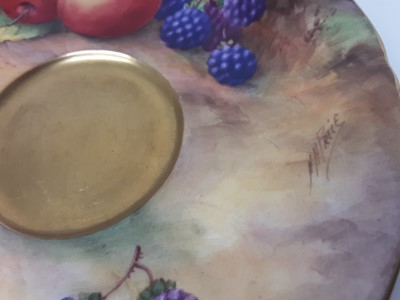 Lot 1143 - Good quality Royal Worcester fruit painted cup and saucer trio