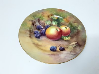 Lot 1143 - Good quality Royal Worcester fruit painted cup and saucer trio