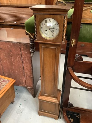 Lot 886 - Grandmother clock in oak case with chiming movement