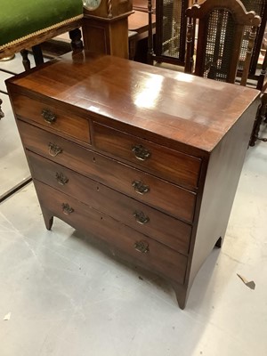 Lot 889 - 19th century mahogany chest of two short and three long drawers with swan neck handles