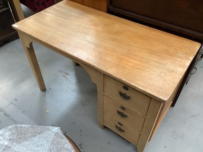 Lot 892 - Pine kneehole desk with three drawers