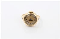 Lot 1575 - Gold (14ct) Watches ring with gold-coloured...