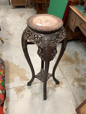 Lot 923 - Old Chinese rosewood and marble plant stand