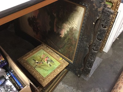 Lot 286 - Group of assorted pictures and prints to include a pair of oil on board studies of song birds