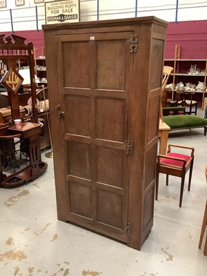 Lot 896 - Antique oak hall cupboard/wardrobe, all four sides panelled