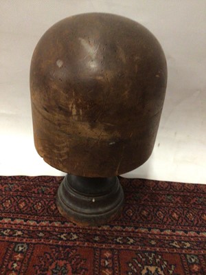 Lot 2089 - Antique milner's hat block marked underneath 22 1/2