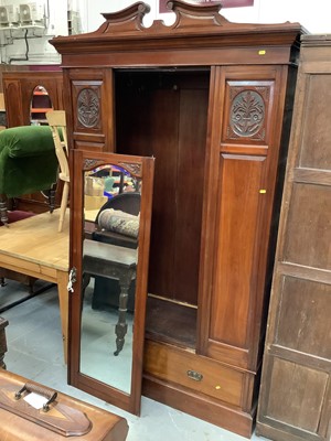 Lot 909 - Edwardian walnut wardrobe and matching dressing chest