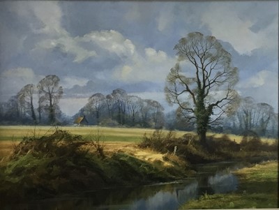 Lot 54 - Christopher Osborne oil on canvas - March Landscape, signed, in gilt frame