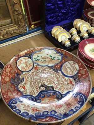 Lot 75 - Two large antique Japanese imari porcelain chargers, 46cm diameter