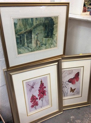 Lot 585 - Box of pictures to include watercolours and prints