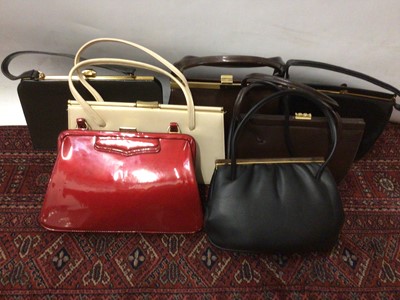 Lot 2092 - Selection of eight vintage Kelly style handbags, makes include Fassbender