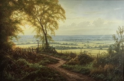 Lot 57 - Christopher Osborne oil on canvas - Downland Evening, signed, in scroll frame