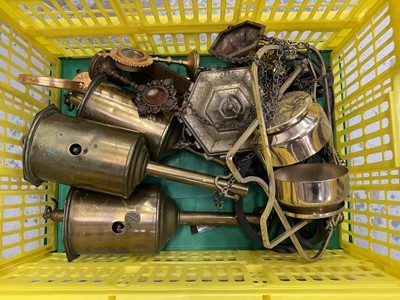 Lot 165 - Three brass roasting jacks, religious relics and sundries