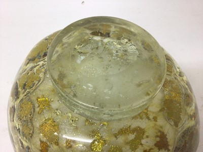 Lot 127 - Unusual large Aventurine art glass/studio glass vase with gold foil design, together with a matching bowl