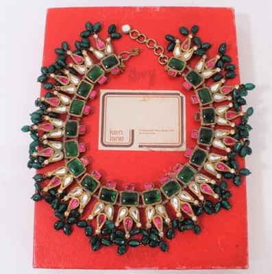 Lot 11 - Ken Lane/ Kenneth Jay Lane vintage Indian Mughal style gem set necklace