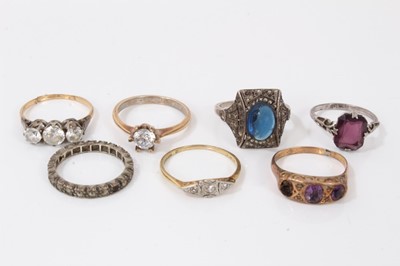 Lot 12 - Group of seven gem set dress rings