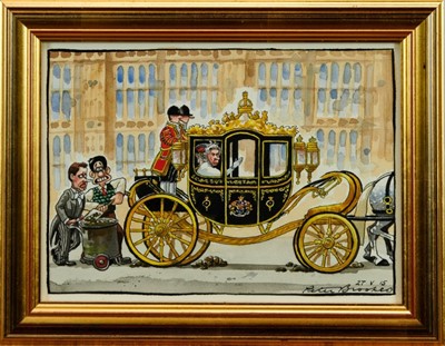 Lot 1796 - Peter Brookes (b.1943) pen, ink and watercolour cartoon - Pooper Scoopers