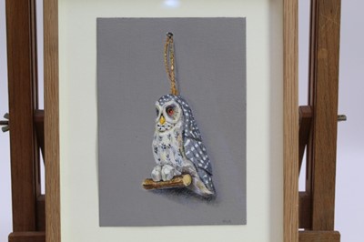 Lot 1146 - Val Archer (b.1946) oil on board - An Owl, initialled, in glazed frame, 18cm x 12.5cm 
Provenance: Chris Beetles Ltd. London
