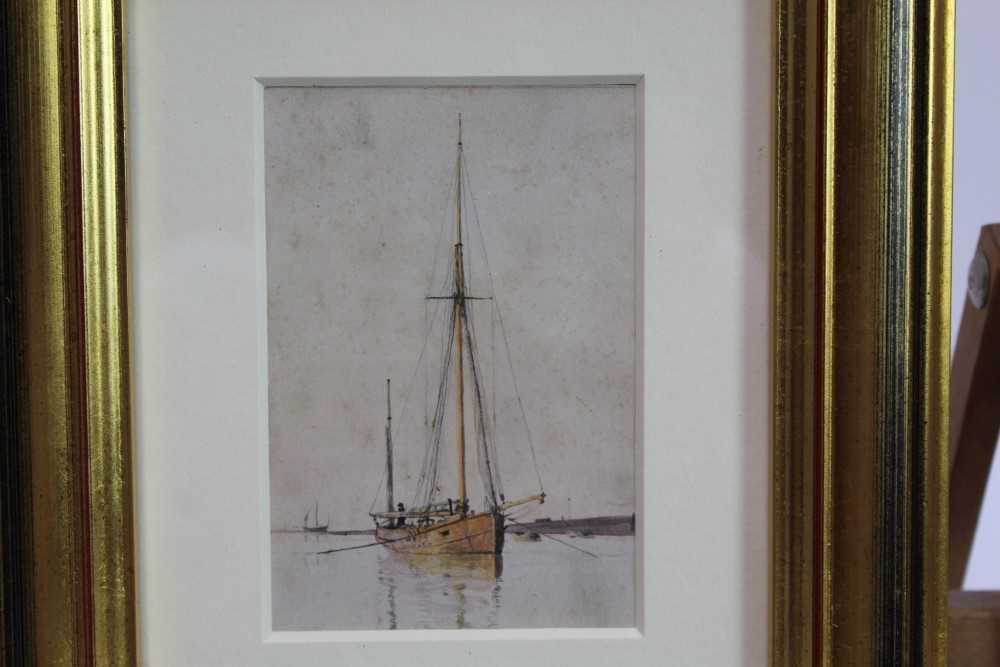 Lot 1871 - William Lionel Wyllie (1851-1931) watercolour - After The Storm, in glazed gilt frame, 11cm x 7.5cm 
Provenance: Chris Beetles Ltd. London