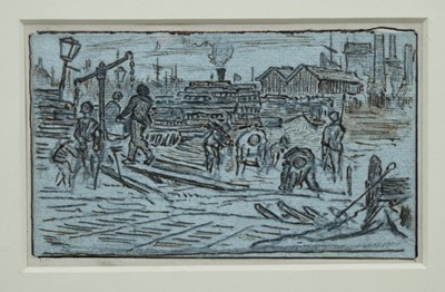 Lot 1150 - Albert Goodwin (1845-1932) pen, ink and pencil - The Docks, in glazed gilt frame