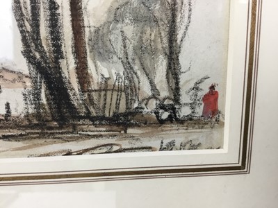Lot 1820 - Thomas Churchyard (1798-1865) charcoal and watercolour - The House by the Trees, in glazed gilt frame 
Provenance: Chris Beetles Gallery