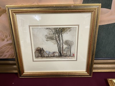 Lot 1820 - Thomas Churchyard (1798-1865) charcoal and watercolour - The House by the Trees, in glazed gilt frame 
Provenance: Chris Beetles Gallery