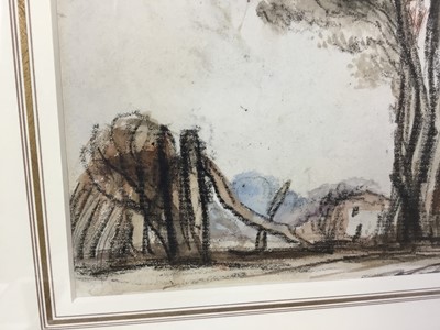 Lot 1820 - Thomas Churchyard (1798-1865) charcoal and watercolour - The House by the Trees, in glazed gilt frame 
Provenance: Chris Beetles Gallery