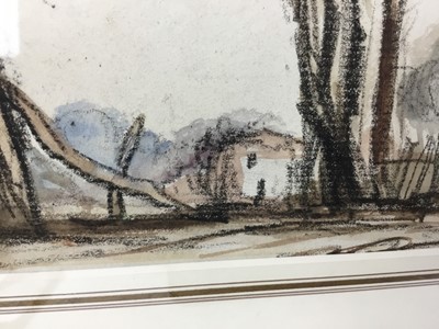 Lot 1820 - Thomas Churchyard (1798-1865) charcoal and watercolour - The House by the Trees, in glazed gilt frame 
Provenance: Chris Beetles Gallery
