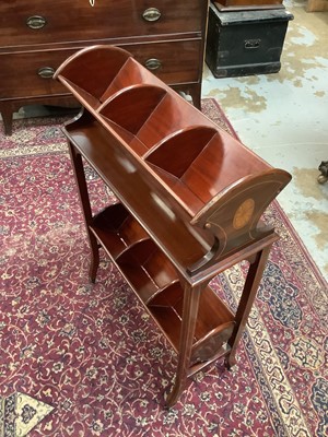 Lot 1010 - Good quality Edwardian inlaid mahogany two tier book rack, 56cm wide, 24cm deep, 85cm high