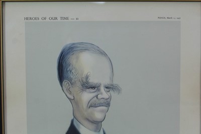 Lot 1780 - *Ronald Searle set of twelve Punch cartoons - Heroes of our Time, in glazed frames