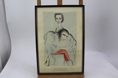 Lot 1780 - *Ronald Searle set of twelve Punch cartoons - Heroes of our Time, in glazed frames