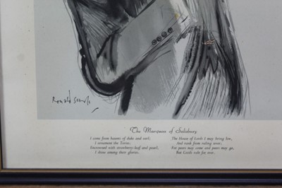 Lot 1780 - *Ronald Searle set of twelve Punch cartoons - Heroes of our Time, in glazed frames