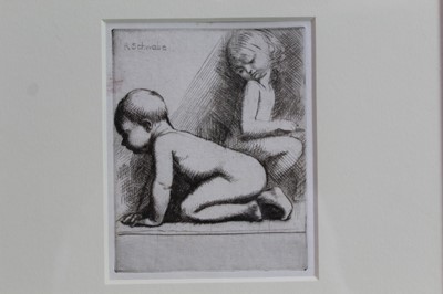 Lot 1887 - Randolph Schwabe (1885-1948) etching - Two Children, in glazed gilt frame