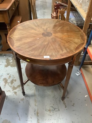 Lot 1024 - Good quality Edwardian inlaid mahogany centre table with crossbanded top on square taper legs with undertier, 68cm diameter