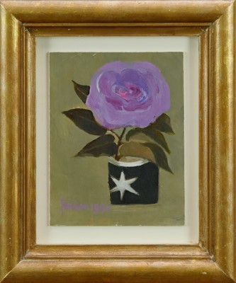 Lot 1775 - *Mary Fedden (1915-2012) oil on board - Lilac Rose, signed and dated 1990, 20cm x 16cm, in glazed gilt frame Provenance: Thompson’s Gallery, London