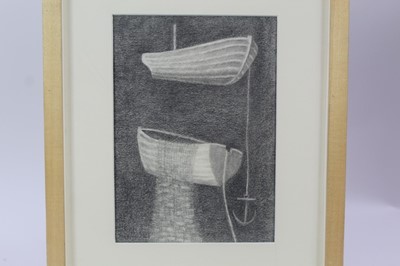 Lot 1901 - Caroline McAdam Clark, (b.1947) pencil drawing - Fishing Boats, signed