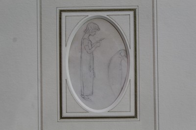 Lot 1760 - Kate Greenaway (1846-1901) pencil drawing - a girl in nightdress, in glazed 
gilt frame 
Provenance: Chris Beetles Gallery, London