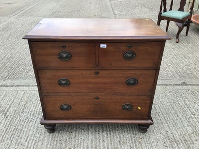 Lot 1028 - Nineteenth century mahogany chest of two short and two long drawers, 92cm wide, 46cm deep, 88cm high