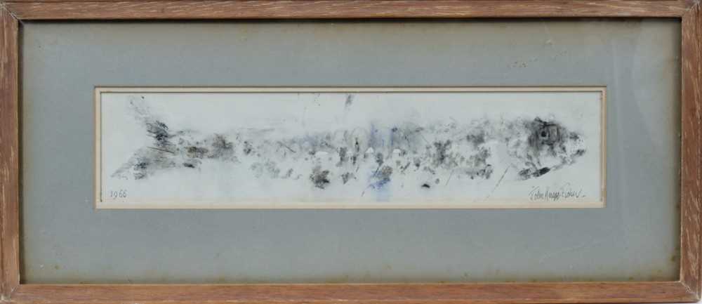 Lot 1790 - *John Knapp-Fisher (1931-2015) mixed media on paper - A Fish, signed and dated 1966, in glazed frame