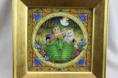 Lot 1787 - Debby Faulkner-Stevens (b. 1954) watercolour - 'The Owl and the Pussycat went to sea in a beautiful pea green boat', initialled and dated '03, in glazed gilt frame 
Provenance:  Chris Beetles Lrd,...